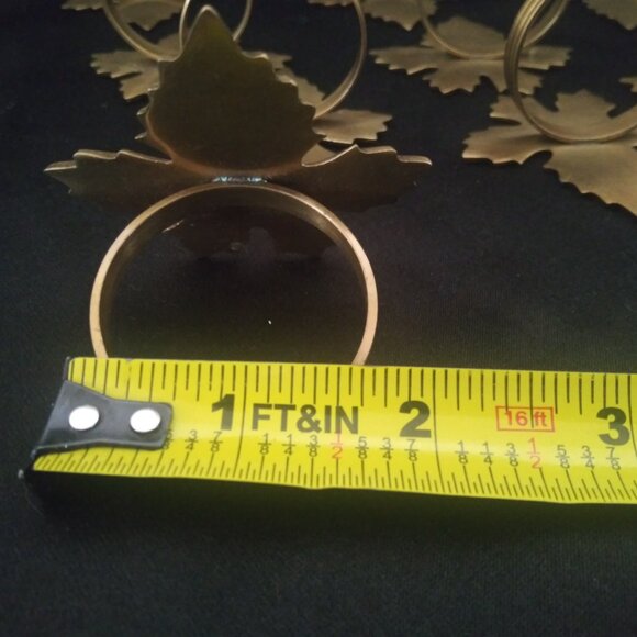 Goldtone Metal Maple Leaf Napkin Rings Set of 10 Fall Leaf Metal Napkin Holders - Picture 9 of 9